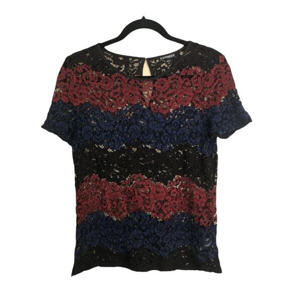 Express short sleeve crochet blouse S - Picture 1 of 5